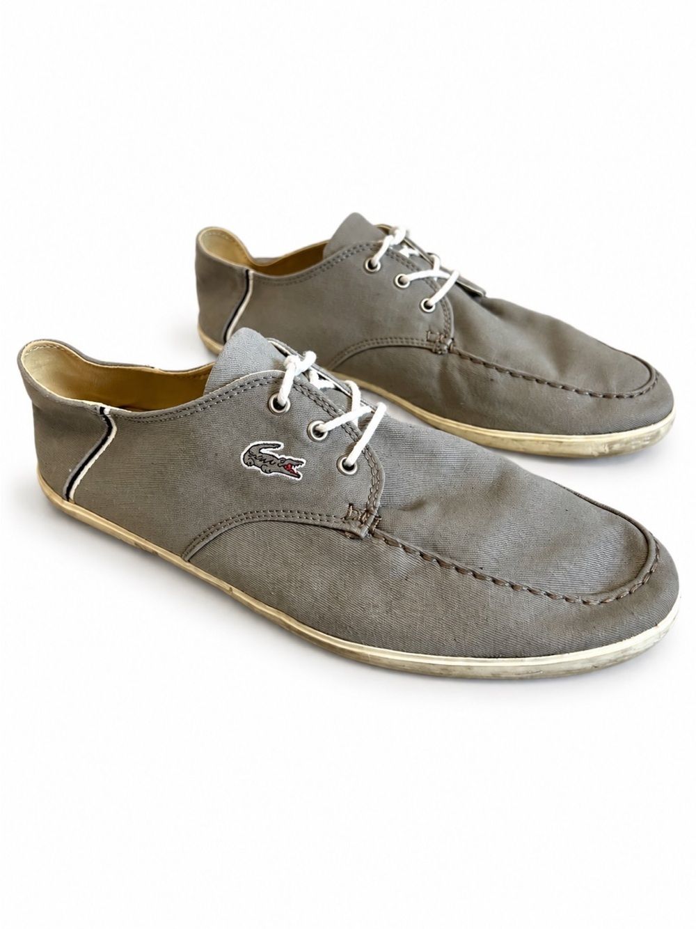 Lacoste Aristide Casual Canvas Boat Shoe Lightweight Breathable Twill Men 12 Us